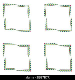 Decorative corner frame. Green border collection. Vector pattern design. Elegant ornament set Stock Vector
