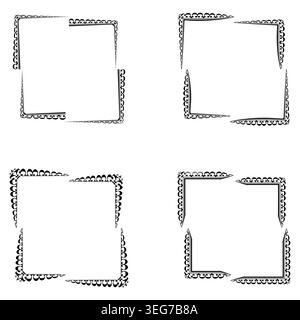 Square frames icon. Green dotted border. Decorative outline group. Vector illustration Stock Vector