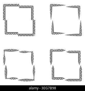 Square frames icon. Gray border group. Decorative outline set. Vector illustration Stock Vector