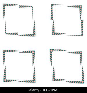 Turquoise chevron border. Abstract square frame. Vector colorful outline. Modern geometric pattern Stock Vector