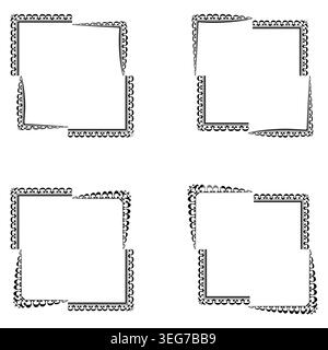 Diagonal tribal border. Ethnic ornament frame. Vector striped outline. Coral geometric pattern Stock Vector