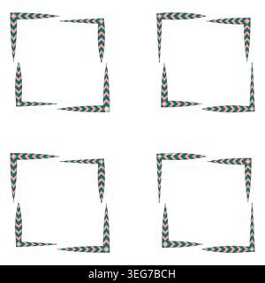 Black geometric border. Corner frame set. Vector square ornament. Classic graphic element Stock Vector