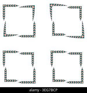 Grey triangle border. Geometric frame set. Vector square ornament. Minimal graphic decoration Stock Vector