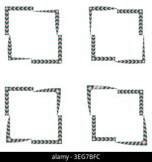 Patterned square border. Dotted frame collection. Vector ornament set. Detailed ethnic decoration Stock Vector