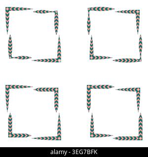 Dark triangle border. Geometric frame collection. Vector square ornament. Abstract graphic element Stock Vector
