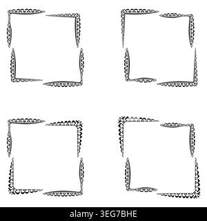 Elegant ornamental frame. Vintage black border. Vector lace decoration. Square floral outline Stock Vector