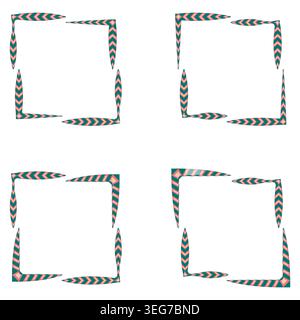 Ethnic border frame. Tribal ornament pattern. Vector square outline. Coral teal geometry Stock Vector
