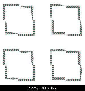 Dark textured border. Corner frame collection. Vector geometric ornament. Elegant square element Stock Vector