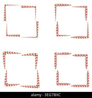 Square frames icon. Green border set. Decorative outline group. Vector illustration Stock Vector