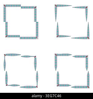 Light blue border. Textured frame collection. Vector square ornament. Soft decorative element Stock Vector