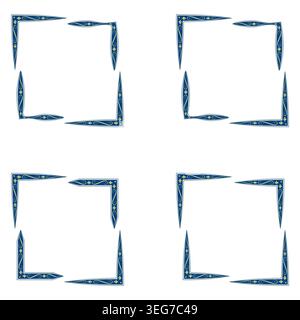 Square frames icon. Blue border set. Decorative outline group. Vector illustration Stock Vector