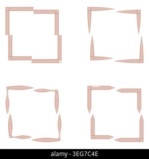 Pink corner border. Pastel frame collection. Vector square decoration. Soft elegant ornament Stock Vector
