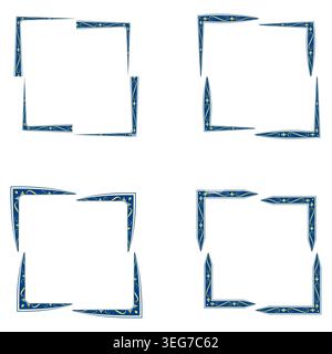 Square frames icon. Blue border set. Decorative outline group. Vector illustration Stock Vector