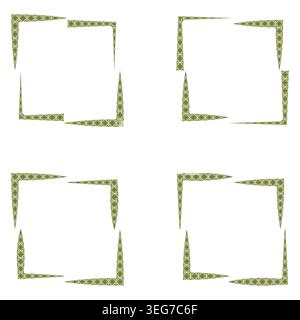 Square frames icon. Green border set. Decorative outline group. Vector illustration Stock Vector