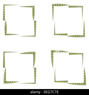 Square frames icon. Green border set. Decorative outline group. Vector illustration Stock Vector