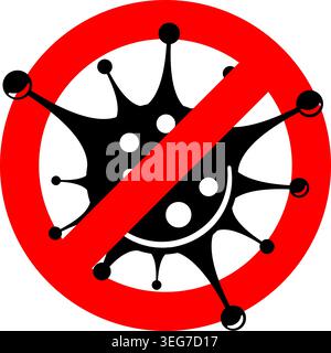 2019-nCoV virus strain with stop sign. quarantine from Wuhan novel coronavirus. pandemic coronavirus outbreak in china. isolated vector illustration Stock Vector