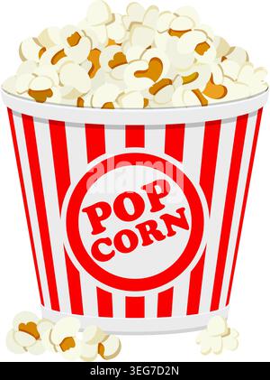 flat icons paper bag full of popcorn. vector illustration isolated on transparent background Stock Vector