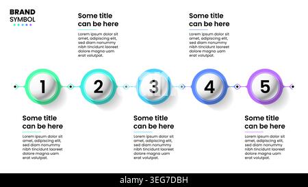 Infographic template with 5 options or steps. Balls. Can be used for workflow layout, diagram, banner, webdesign. Vector illustration Stock Vector
