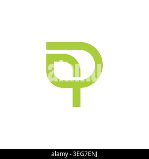 letter p overlapping line green leaf logo vector Stock Vector