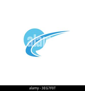 planet ring swoosh arrow motion blue logo vector Stock Vector