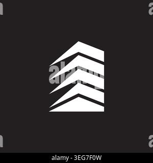motion stripes apartment building arrow up logo vector Stock Vector