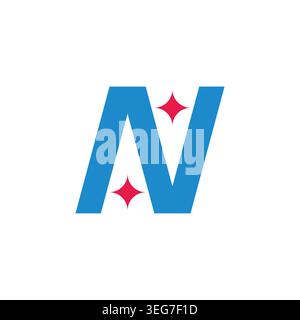 letter n triangle blue sky star simple geometric logo vector Stock Vector