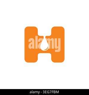 letter h honey yellow liquid simple logo vector Stock Vector