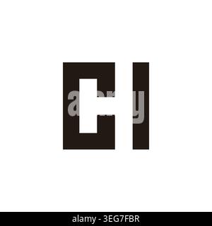 letter chi simple negative space square logo vector Stock Vector