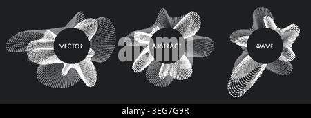Musical circular song wave. Audio round dots vector background. Radial radio and voice equalizer. Soundwave volume round symbols. Infographic design. Stock Vector