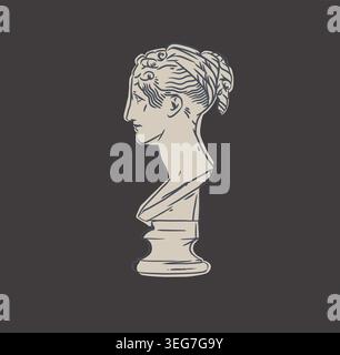 Hand drawn vector abstract outline,graphic,line art greek ancient sculpture statue line art modern drawing.Antique classic statues in trendy bohemian Stock Vector