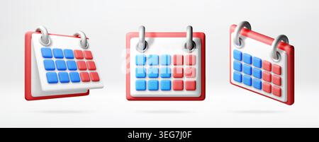 Set of 3d calendar icons Stock Vector