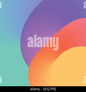 Trendy summer bright background template with dynamic curve fluid line. Beautiful rainbow gradient Stock Vector