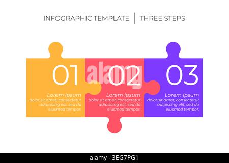 3 steps infographic template. Puzzle style timeline concept Stock Vector