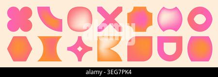 Y2k style modern gradient shapes collection. Trendy liquid color geometric art Stock Vector