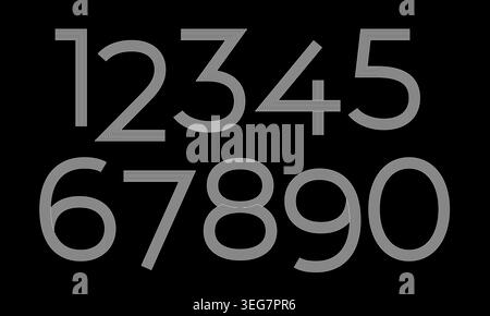 Line numbers set 0 to 9. Simple and minimalist figure collection in linear style. Stock Vector
