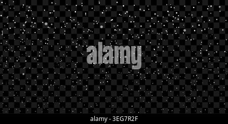 Abstract winter background from snowfall. Falling Christmas snow. Snowflakes isolated on transparent background. Stock Vector