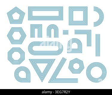Geometric line shape set. Abstract stripy figures collection Stock Vector