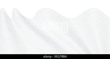 Abstract background with wavy thin lines. Optical illusion for simple geometric backdrop Stock Vector