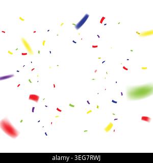 Bright, colorful confetti scattered across a white background evokes festive celebration, joy and fun for party, birthday, festival or holiday designs Stock Vector