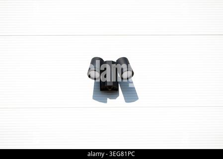 Outdoor LED Security Spotlight with Motion Sensor Mounted on Exterior Wall Stock Photo