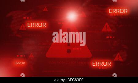 Scam message warning with red alert signal and error prompts on digital screen Stock Photo