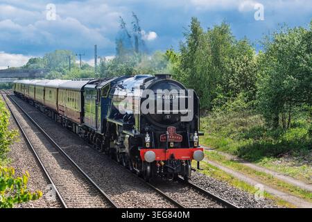 The "Chairmans Train" a prestigious, vintage rail tour operated by Locomotive Services Limited (LSL),  partnered with the iconic LNER Peppercorn Class Stock Photo