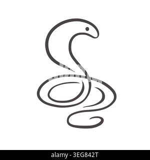 Cobra Minimal snake on line illustration logo Stock Vector