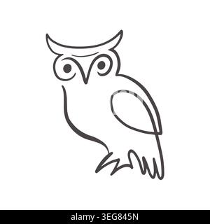 Minimal Owl One Line Art Vector illustration Stock Vector