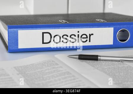 Folder with the label Dossier Stock Photo