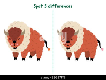 Find differences game for children. Woodland educational activity with ...