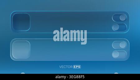 Modern blue neumorphic interface elements with toggle buttons. A clean, futuristic graphic design for tech and web projects. Vector illustration Stock Vector