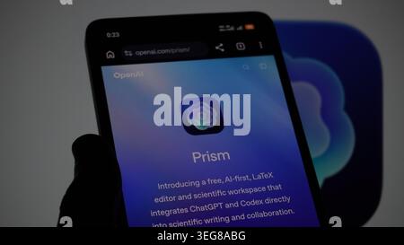 Baku, Azerbaijan. May 18, 2026: Prism - a free, AI-first, LaTeX editor and scientific workspace that integrates ChatGPT and Codex directly into scient Stock Photo