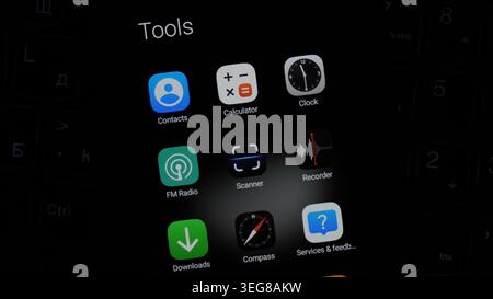 Baku, Azerbaijan. May 18, 2026: Tools folder in an android smartphone. Stock Photo