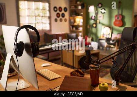Home Podcast Studio Setup Supporting Remote Content Creation Stock Photo